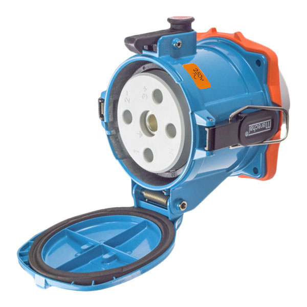 37-24072-4X - DS200 RECEPTACLE METAL BLUE SIZE 6 TYPE 4X 2P+G 200A 250 VAC 60 Hz NO AUX TYPE 4X WATERTIGHTNESS